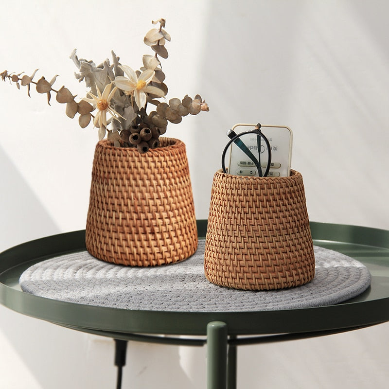 Panier de rangement ménager en rotin