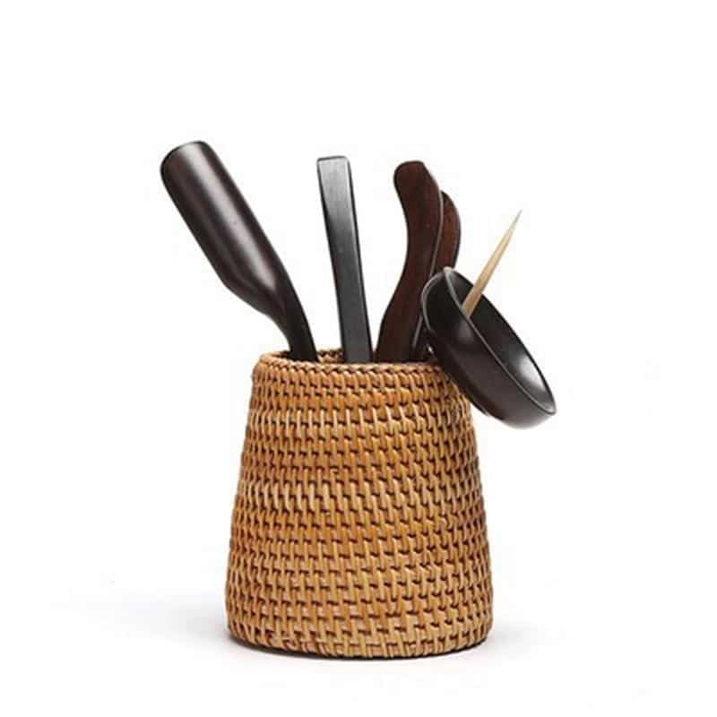 Panier de rangement ménager en rotin