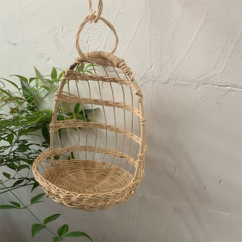 Panier de rangement nordique suspendu en rotin pour jouets