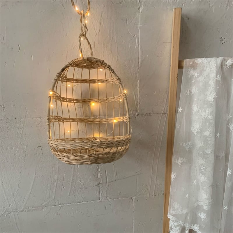 Panier de rangement nordique suspendu en rotin pour jouets