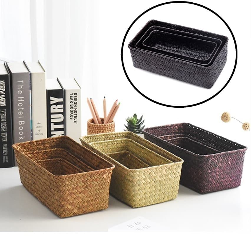Panier de rangement pratique en rotin tissé