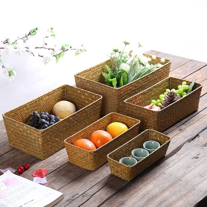 Panier de rangement pratique en rotin tissé