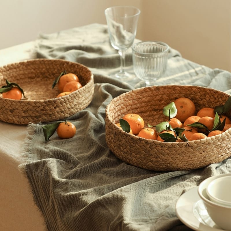 Panier de rangement rond tissé à la main