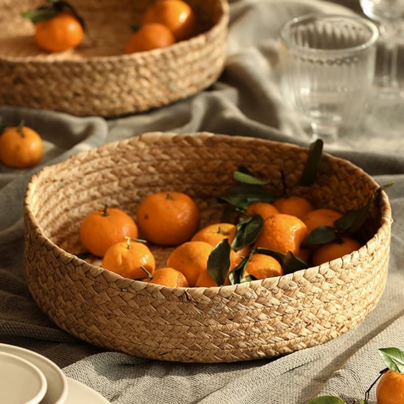Panier de rangement rond tissé à la main