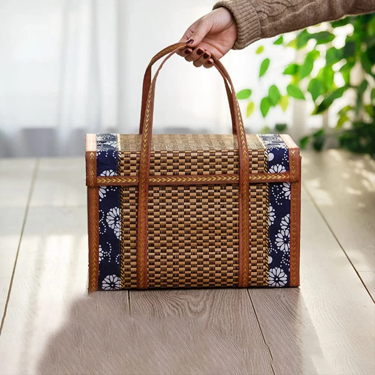 Panier Effet Rotin Design et Pliable pour Pique-Nique