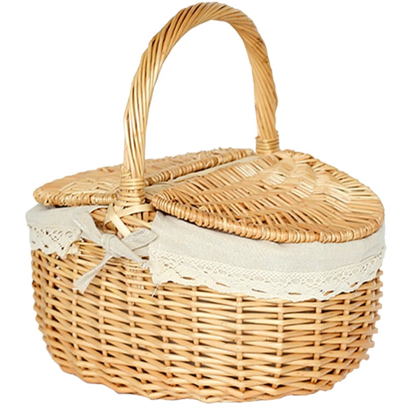 Panier Effet Rotin pour Pique-Nique Style Rétro