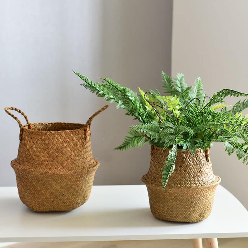 Panier embellisseur de plantes en rotin