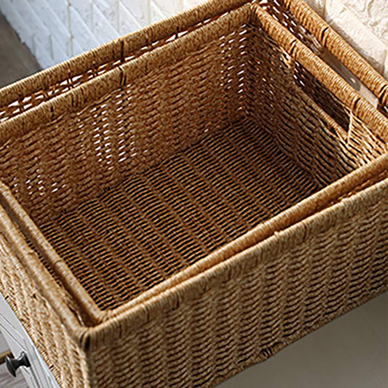 Panier en rotin rectangulaire tissé à la main