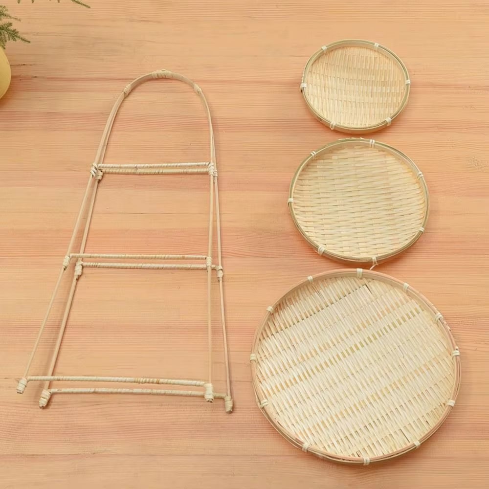 Panier à Fruits en Rotin à Trois Niveaux