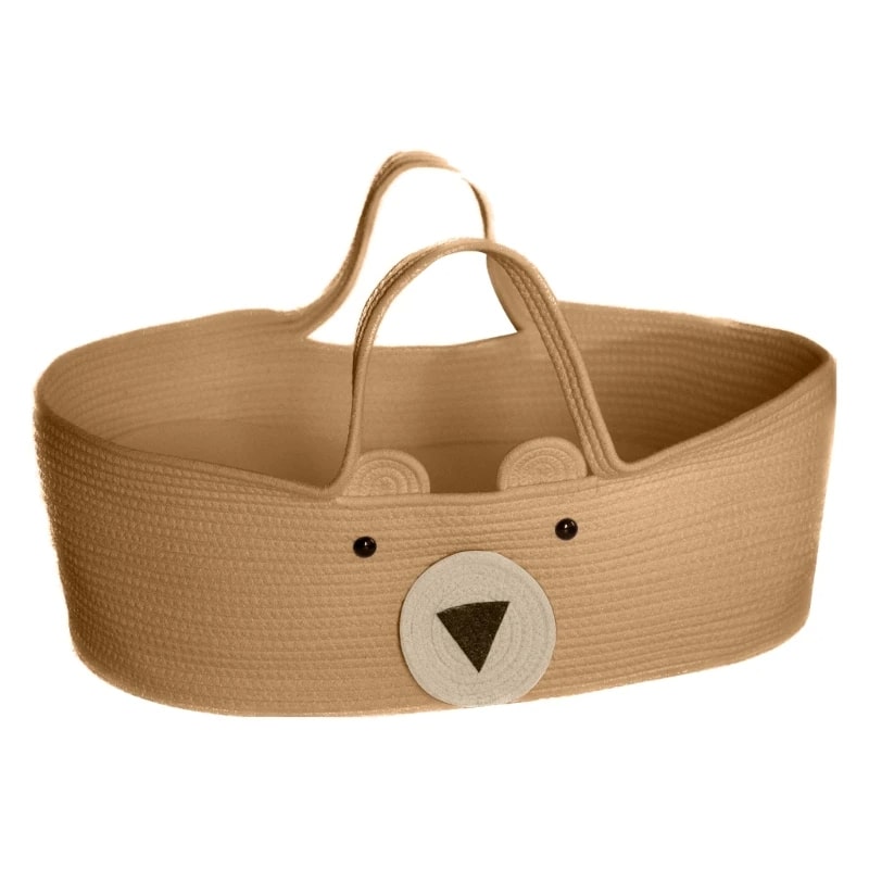 Panier à Langer Effet Osier avec Motif d’Ourson