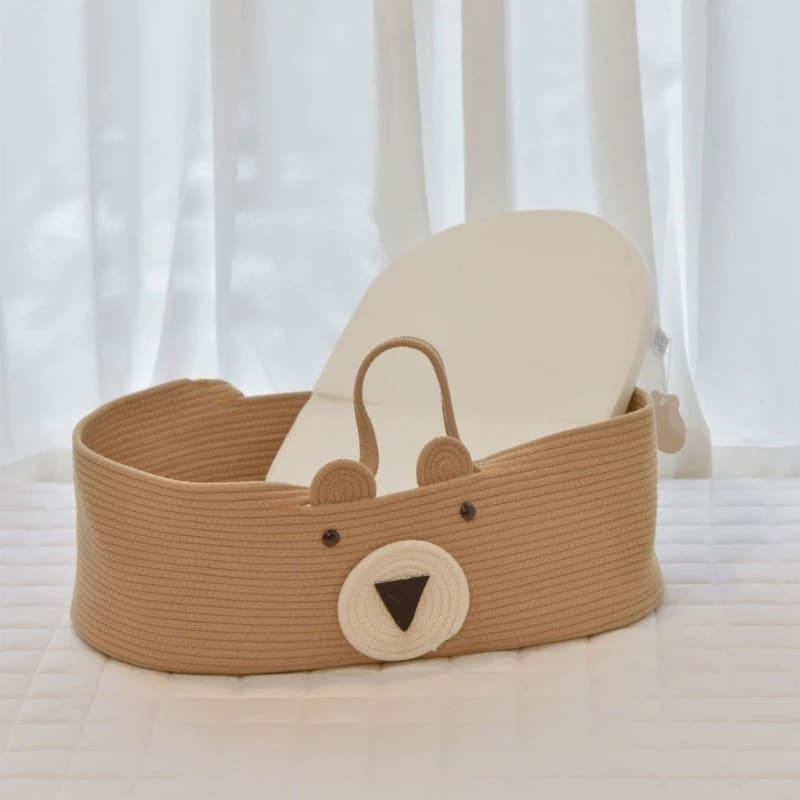 Panier à Langer Effet Osier avec Motif d’Ourson