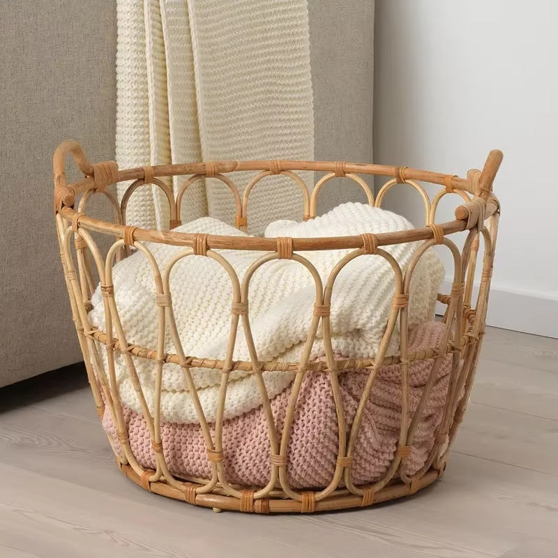 Panier à Linge Rotin Ouvert et Artisanal