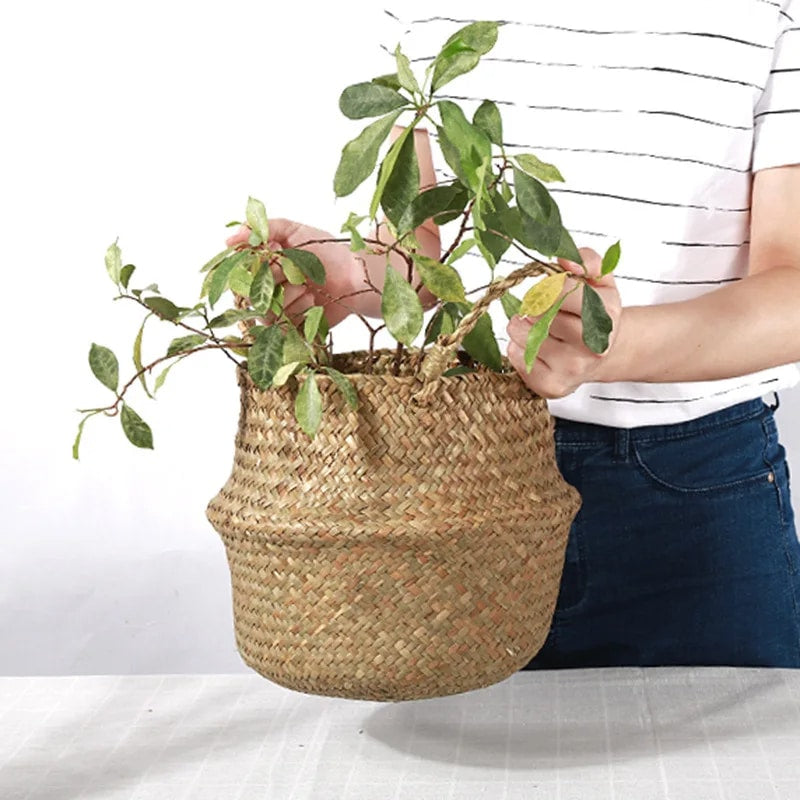 Panier Osier à Fleurs avec Poignées