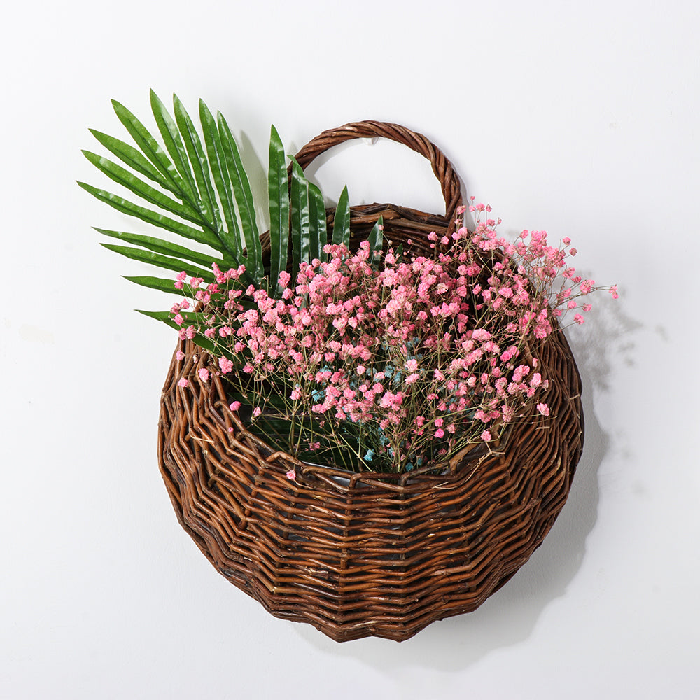 Panier porte-plante en rotin et osier fait à la main
