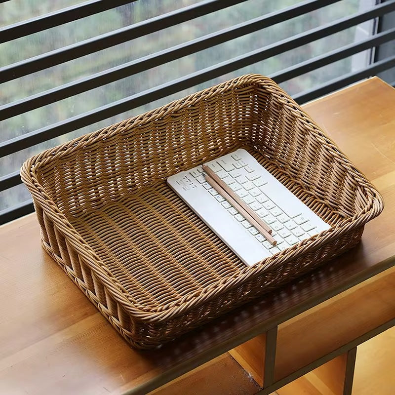 Panier Rangement Effet Rotin Décoratif