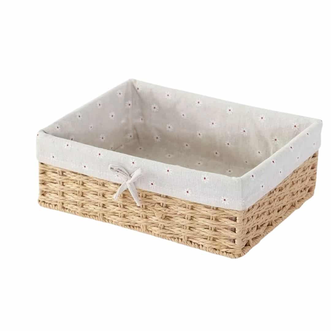 Panier Rangement Rotin Rectangulaire et Rétro