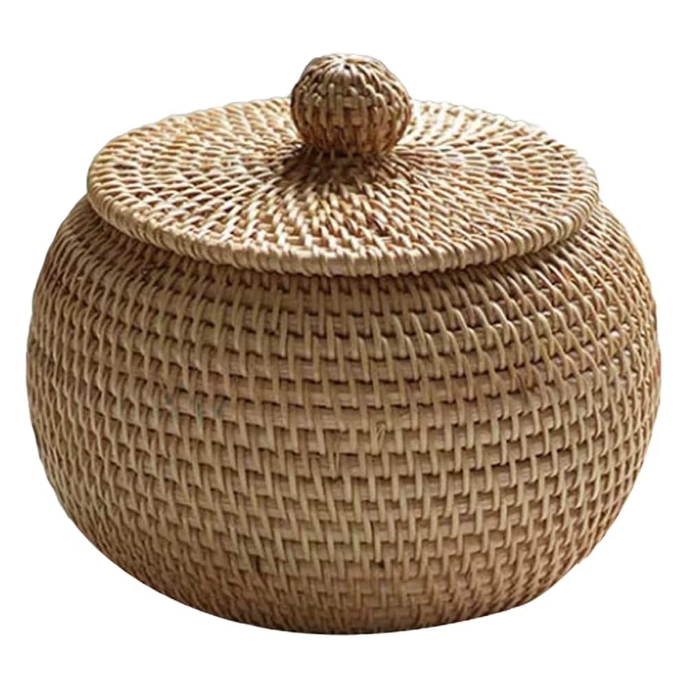 Panier Rangement Rotin Rond et Rétro