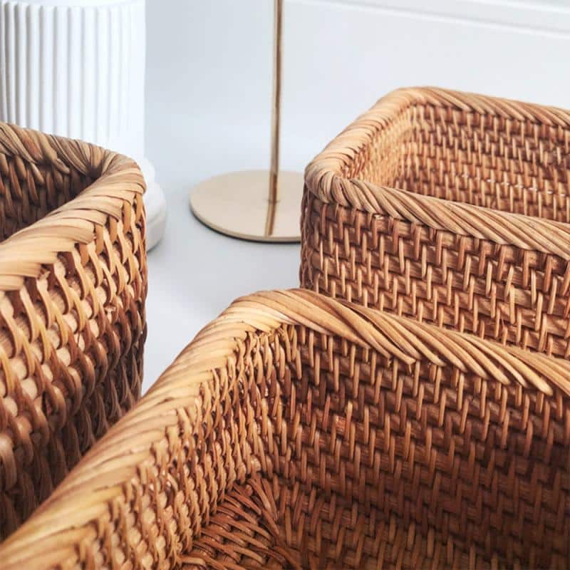 Panier rectangulaire en rotin de rangement