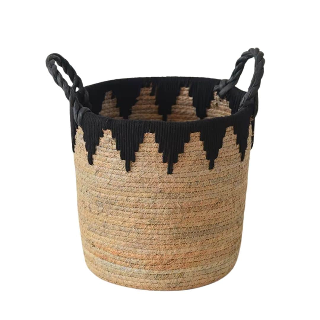 Panier en Rotin avec Motifs Triangulaires