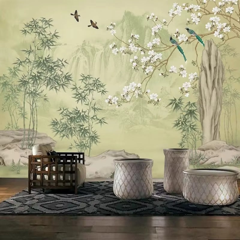 Papier Peint Bambou et Magnolia