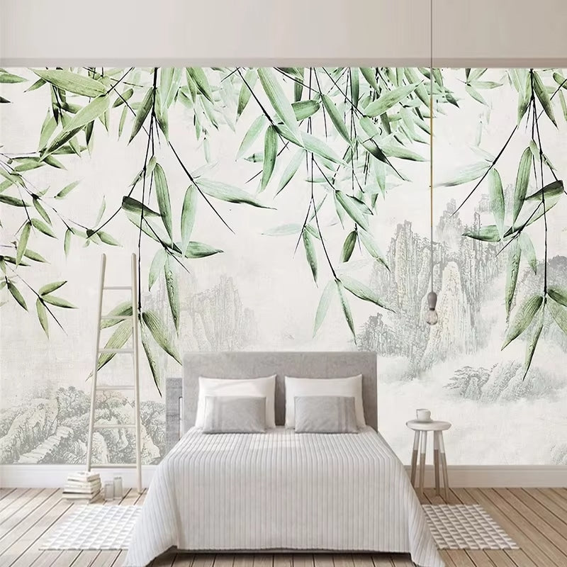 Papier Peint Bambou et Montagne