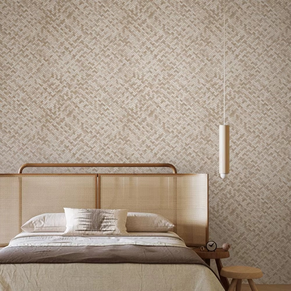 Papier Peint Bambou avec Motifs Géométriques