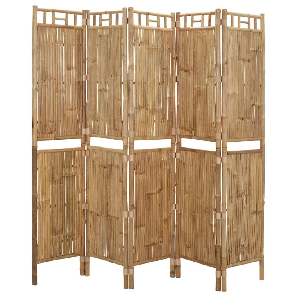Paravent Bambou Pliable avec Cinq Panneaux