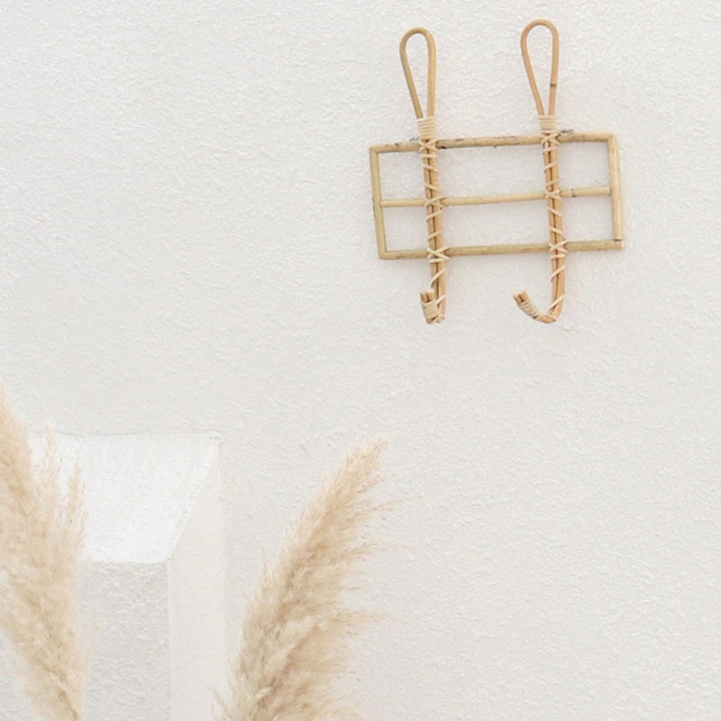 Patère rustique en rotin naturel 2 crochets