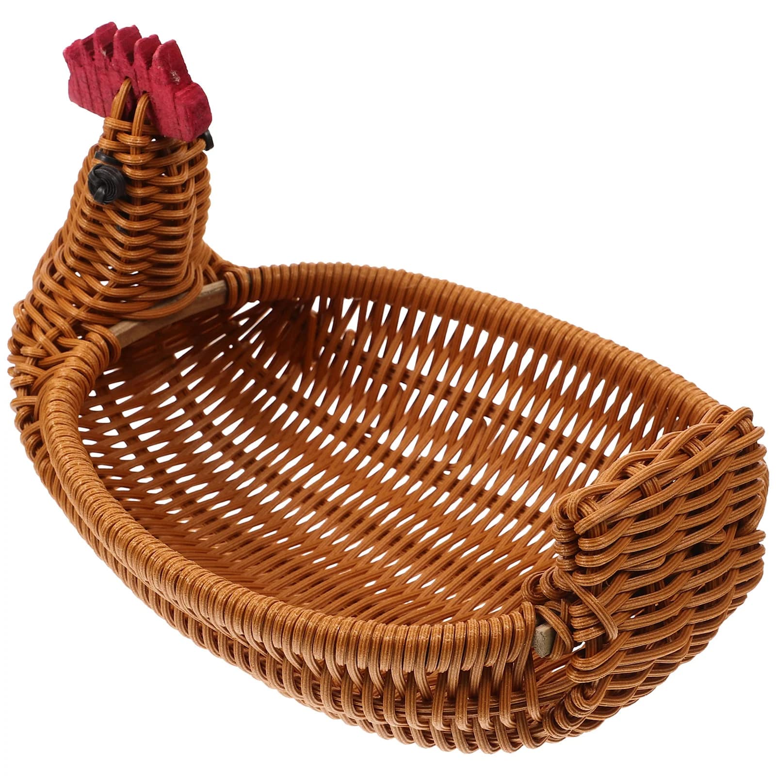 Petit Panier Effet Osier en Forme de Poule