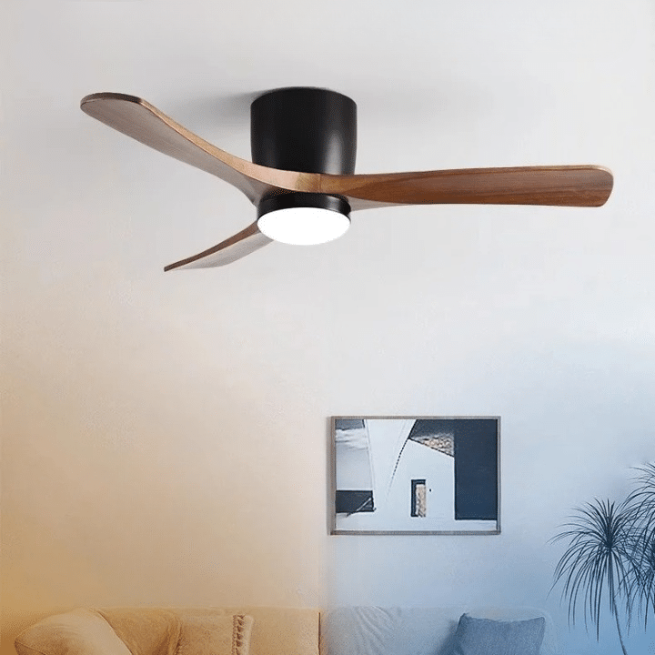 Plafonnier Bois LED Nordique avec Ventilateur