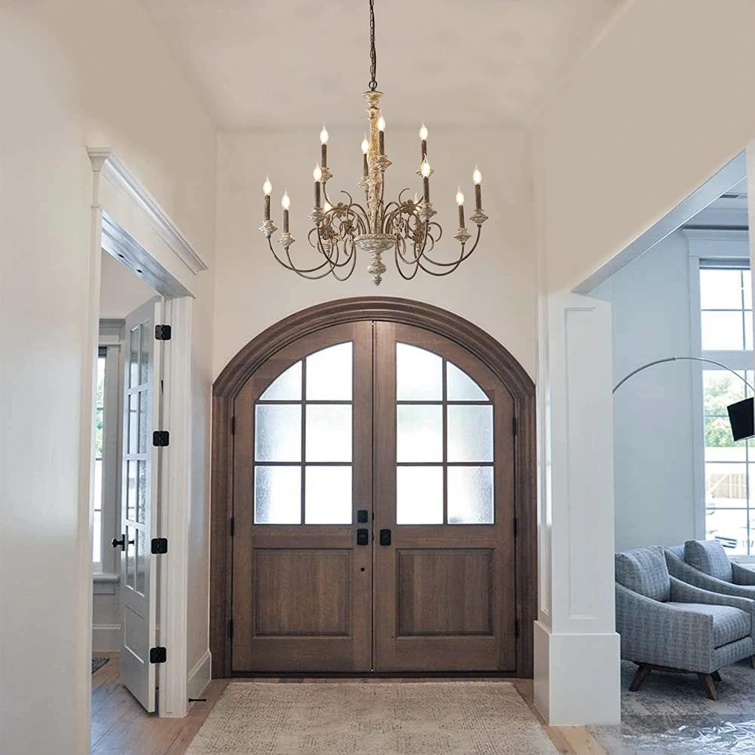 Plafonnier Bois LED de Style Chandelier
