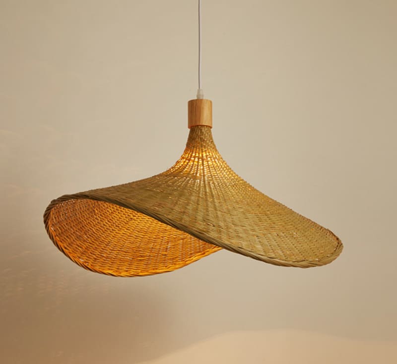 Plafonnier design suspendu en rotin, bambou et osier fait à la main