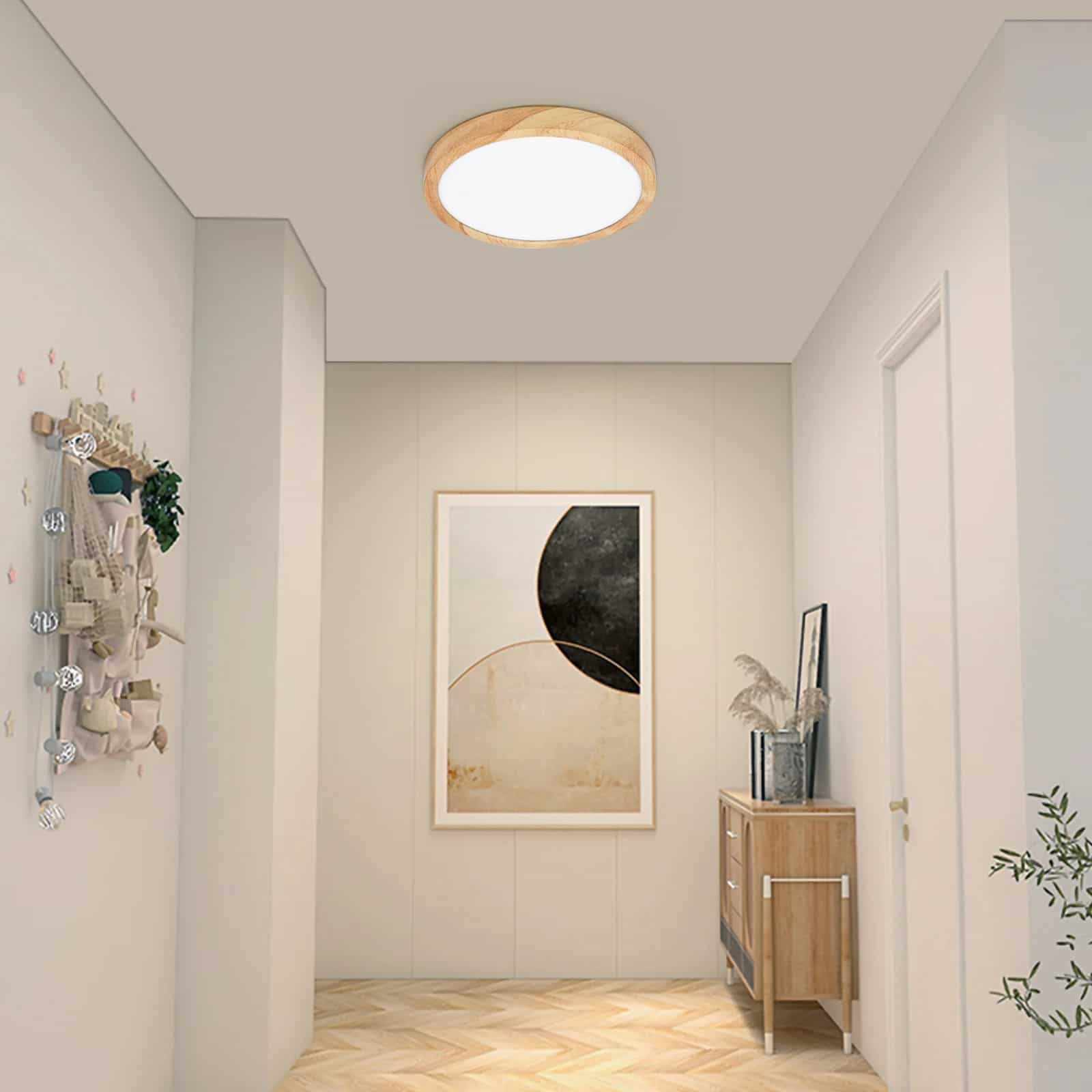 Plafonnier Effet Bois LED Rond au Design Moderne