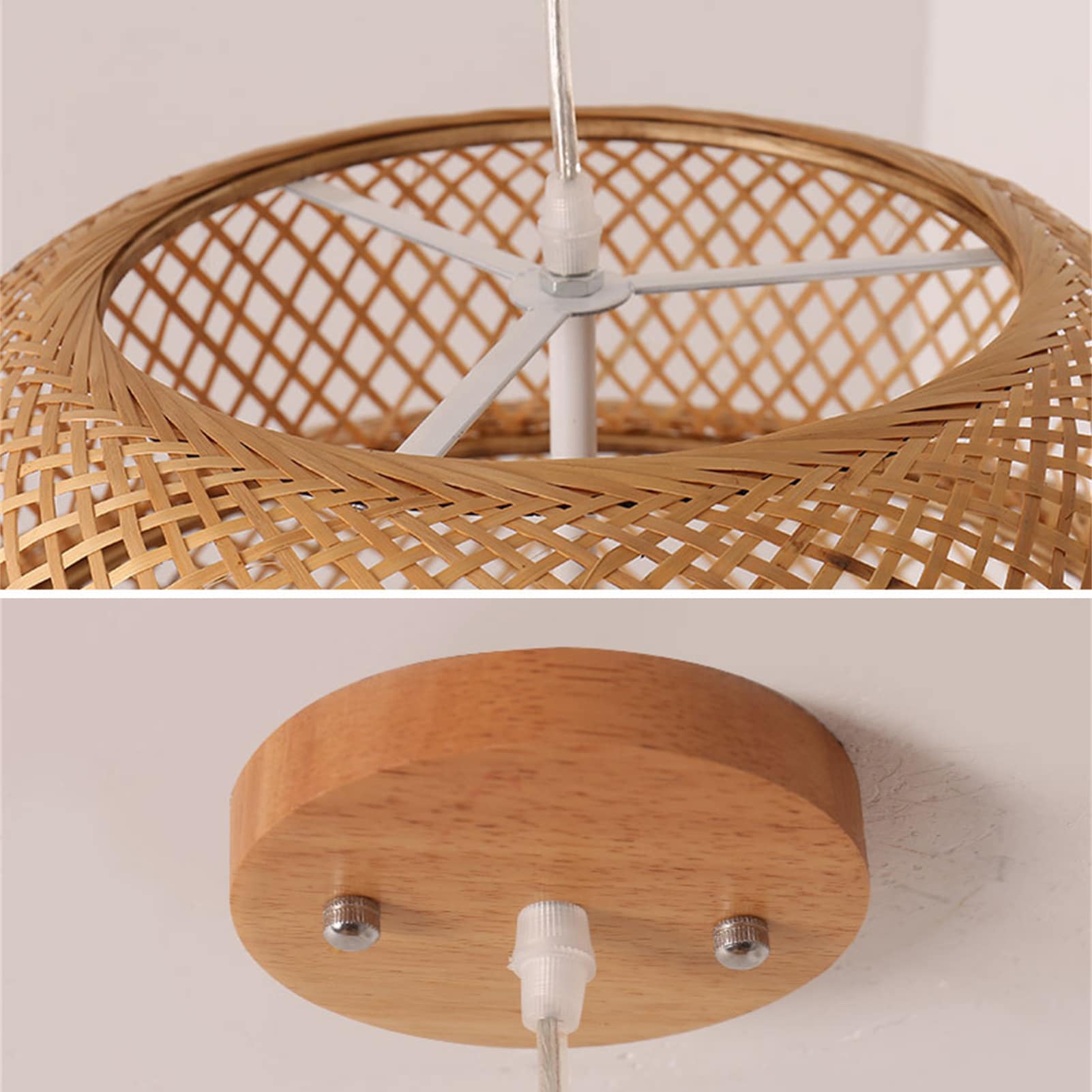 Plafonnier en bambou tissé à la main, design art moderne
