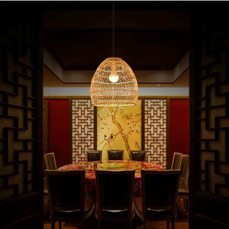 Plafonnier LED Vintage en rotin