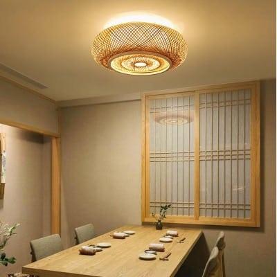 Plafonnier suspendu en rotin