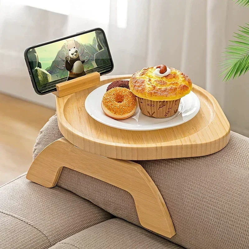 Plateau Bambou Pliable avec Porte Téléphone