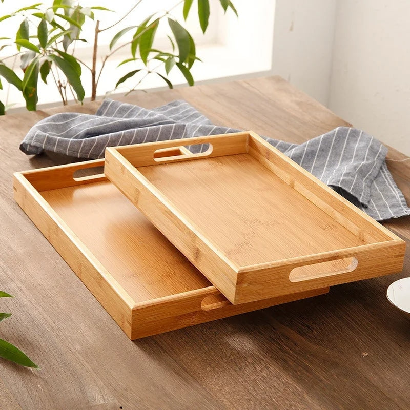 Plateau Bambou Rectangulaire avec Poignées