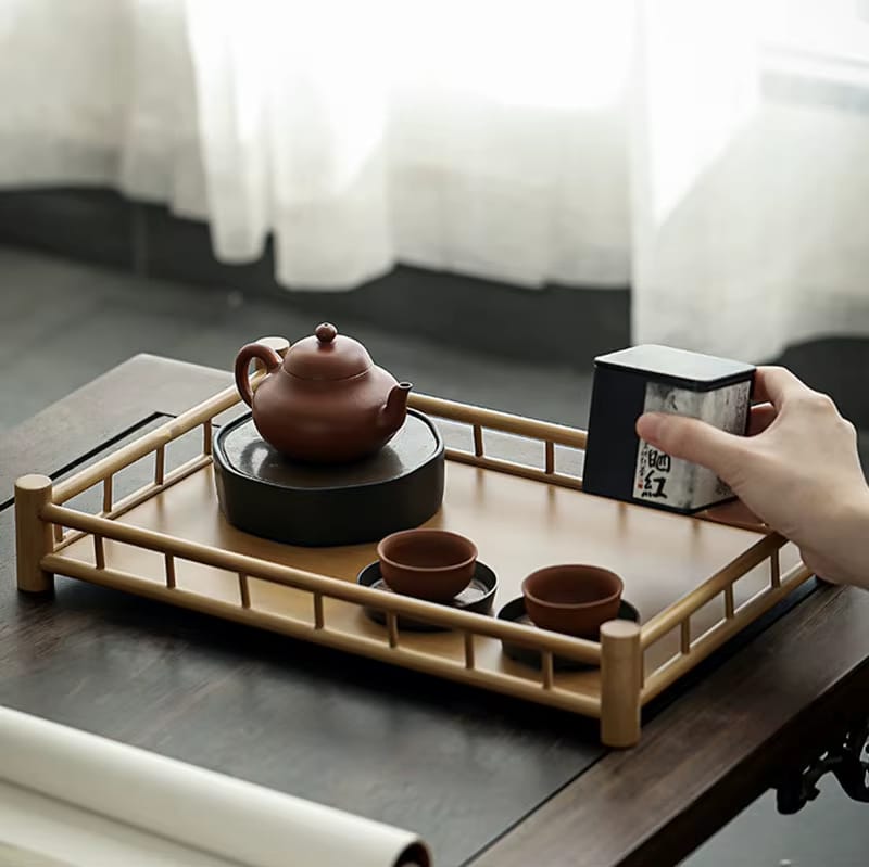 Plateau Bambou Rectangulaire au Style Asiatique