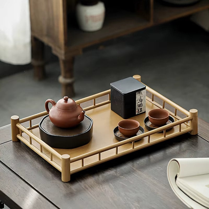 Plateau Bambou Rectangulaire au Style Asiatique