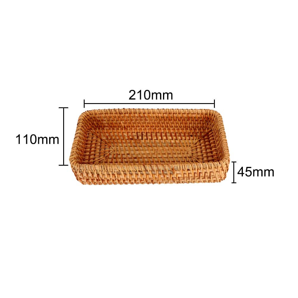 Plateau de rangement en rotin avec rebord haut