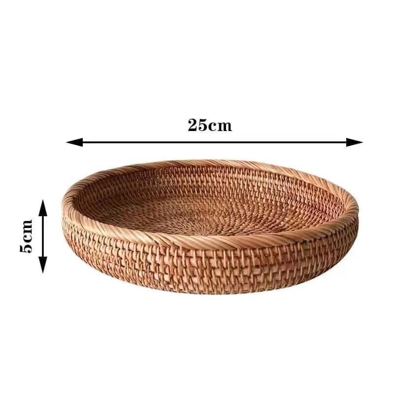 Plateau rond en rotin véritable 3 tailles