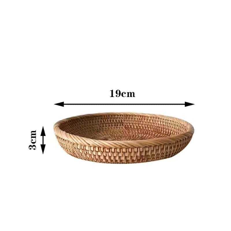 Plateau rond en rotin véritable 3 tailles