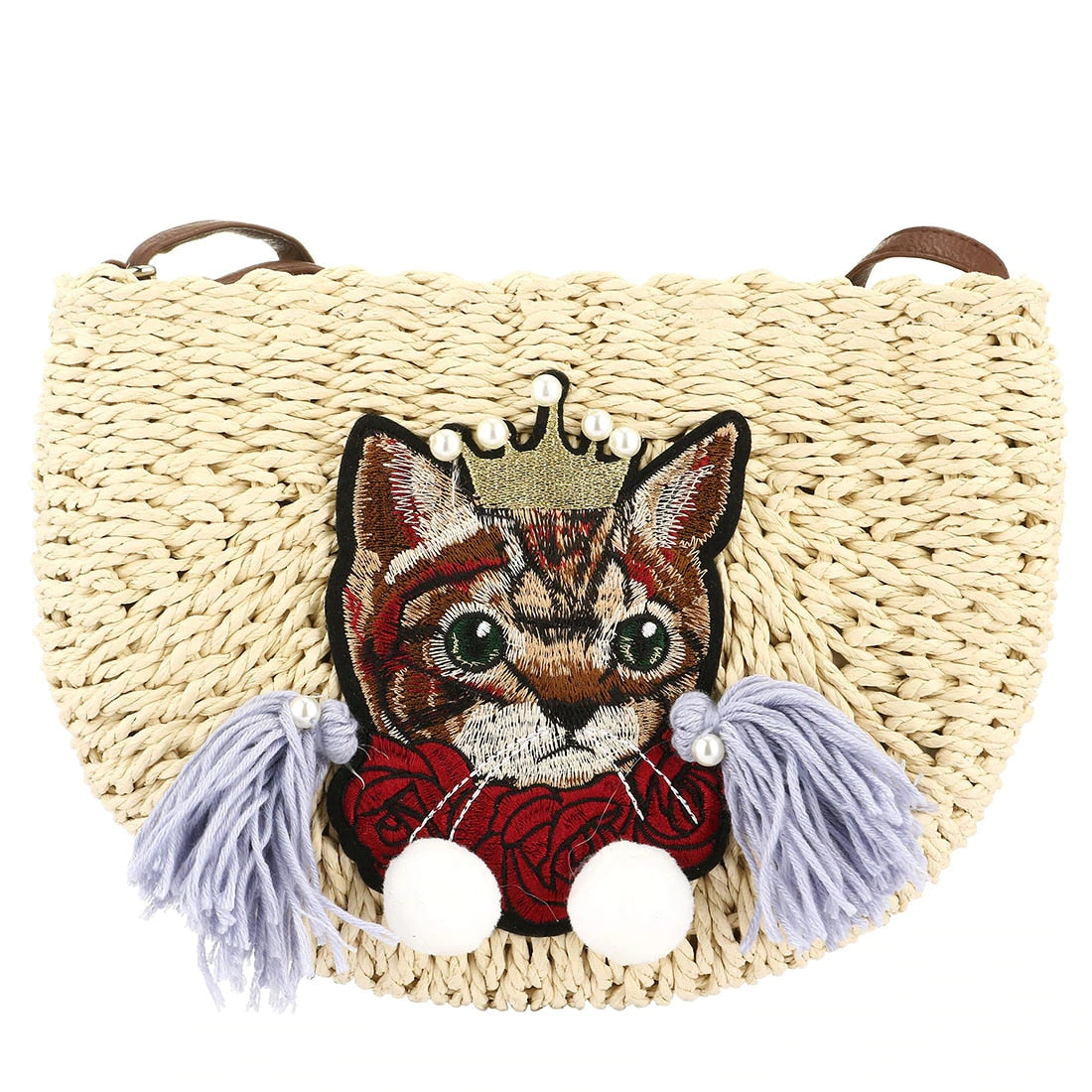 Pochette à main tissée avec chat