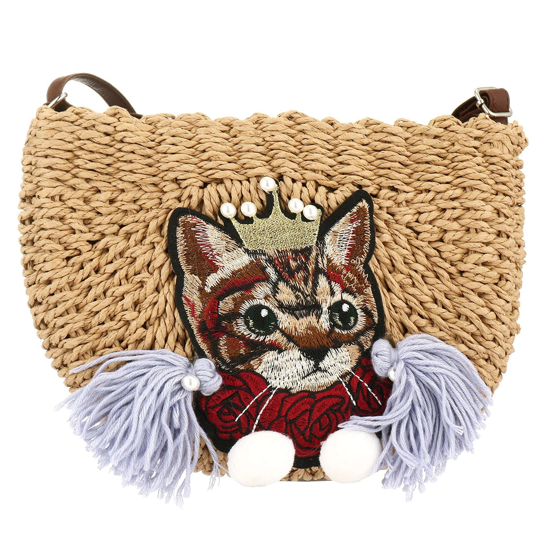 Pochette à main tissée avec chat