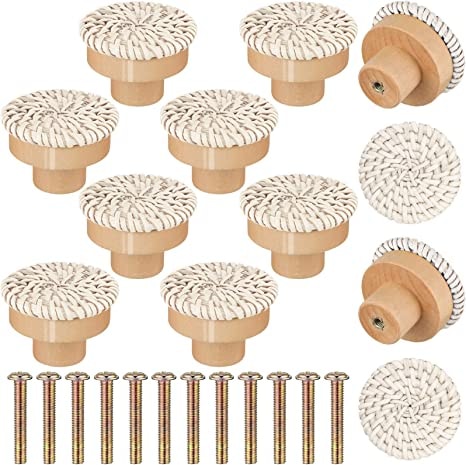 Poignée de meuble en Bois et rotin Beige