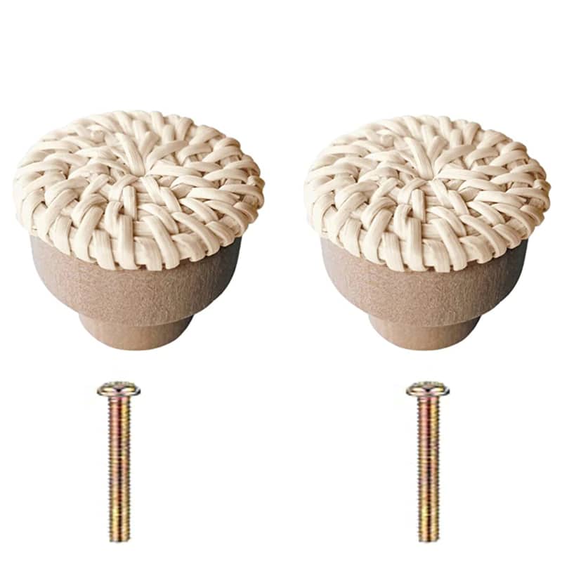 Poignée de meuble en Bois et rotin Beige