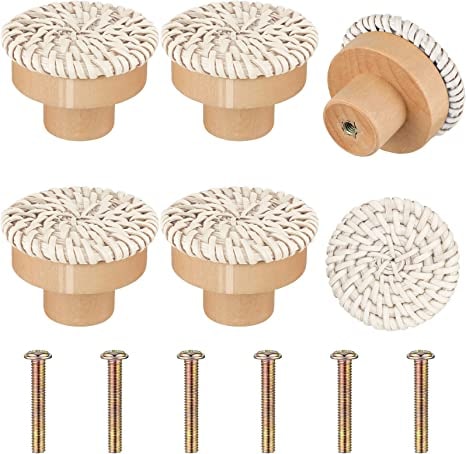 Poignée de meuble en Bois et rotin Beige