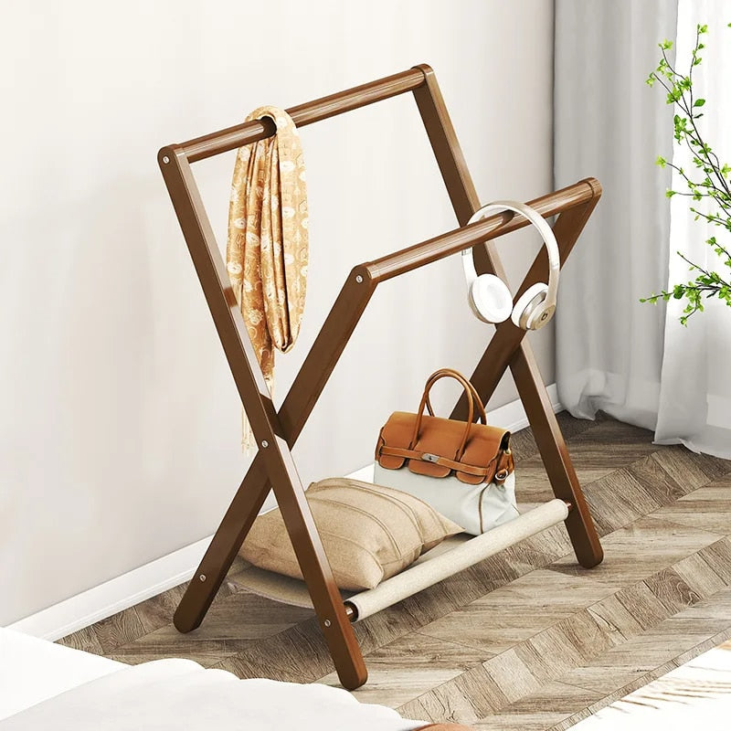 Portant Bois de Style Pliable en Bambou