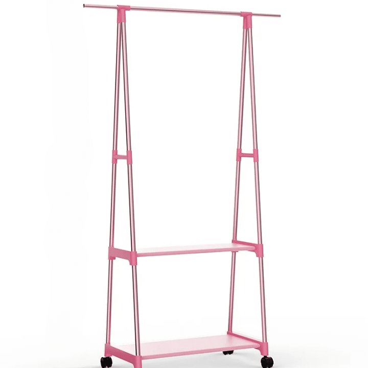 Portant Effet Bois Rose avec Deux Niveaux sur Roulettes